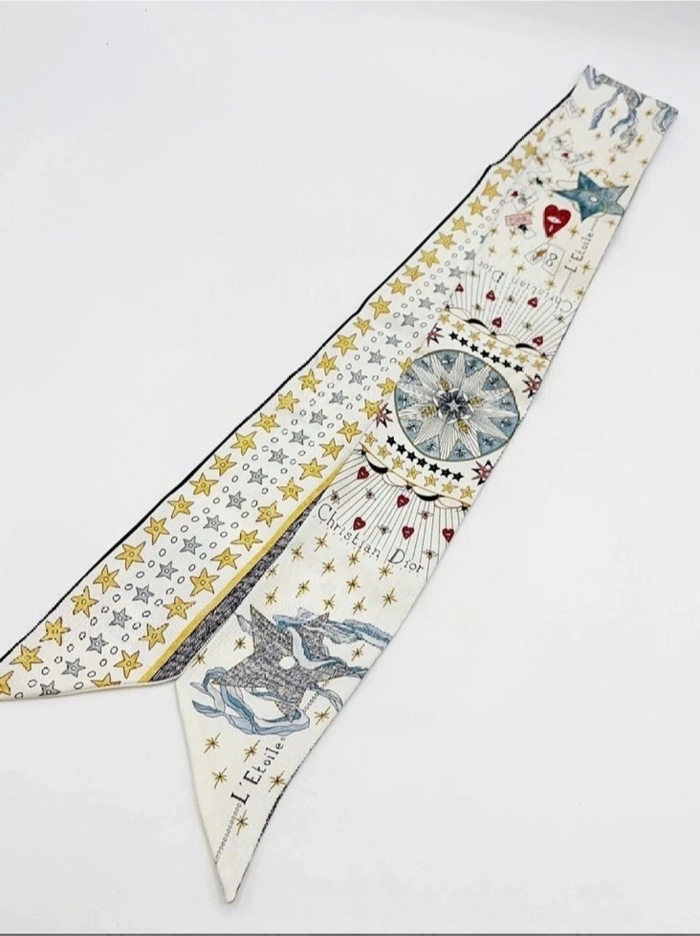 Dior L'Etoile Mitzah Scarf Silk Scarf White & Yellow